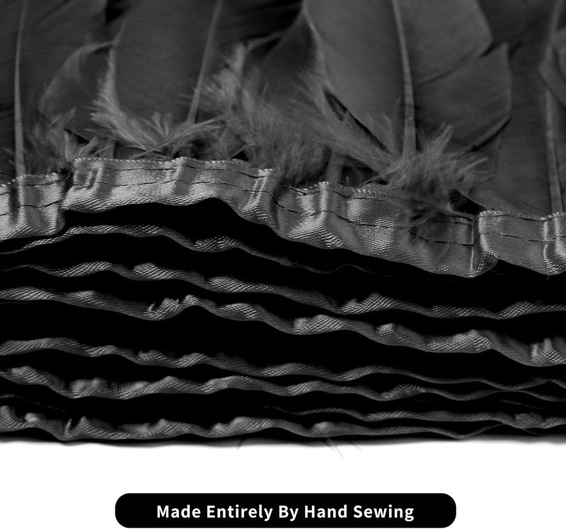 MAOFENG 2 Yards Natural Goose Feathers Trim Sewing Fringe Fashion Dress Sewing 6-8inch for DIY Handicrafts Costumes Decoration,Black - Image 3